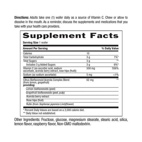 Country Life, Chewable Acerola Vitamin C Complex Berry, 500 MG, 180 Wafers