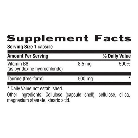 Country Life, Taurine with B-6, 500 MG, 100 Caps