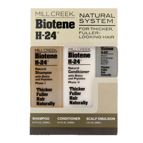 Mill Creek Botanicals, Biotene H-24 Tri-Pack Shampoo Conditioner Scalp Emulsion, Tri-pack 3 Pc