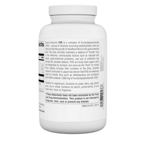 Source Naturals, FOS (Fructooligosaccharides), 1000 MG, 200 Tabs