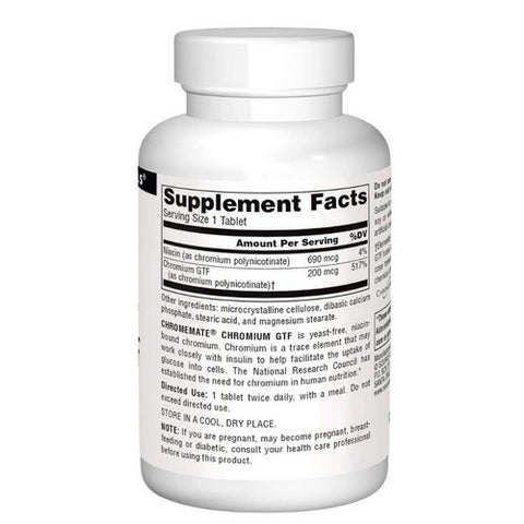 Source Naturals, Chromemate Chromium GTF Yeast Free, 200 Mcg, 240 Tabs