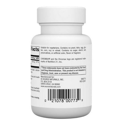 Source Naturals, Chromium Picolinate Yeast Free, 200 Mcg, 60 Tabs