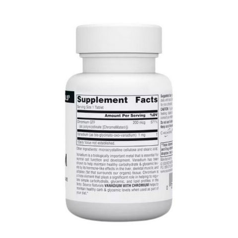 Source Naturals, Vanadium With Chromium, W/chromium 90 Tabs
