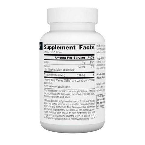 Source Naturals, TMG, 750 mg, 60 Tabs