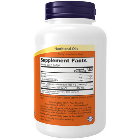 Now Foods, Borage Oil, 1000 mg, 120 Sgels