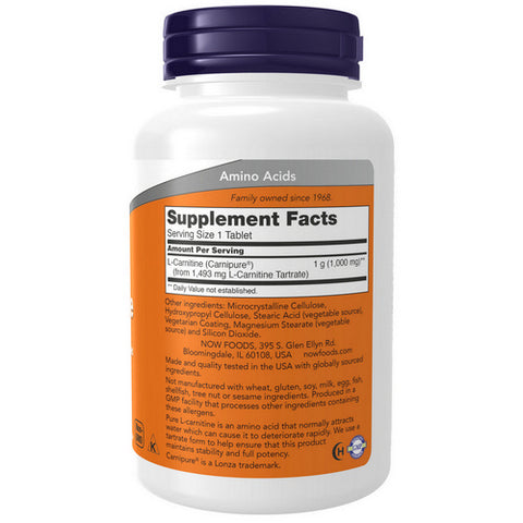 Now Foods, L-Carnitine, 1000 mg, 50 Tabs