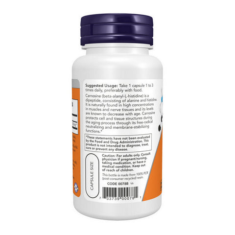Now Foods, L-Carnosine, 500 mg, 50 Veg Caps