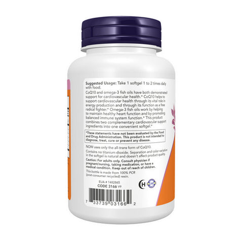 Now Foods, CoQ10 with Omega 3 Fish Oil, 60 mg, 120 Softgels