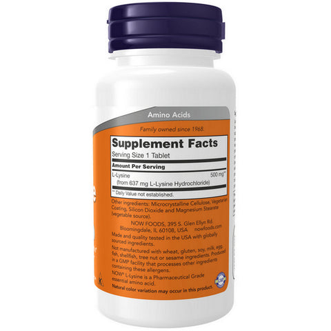 Now Foods, L-Lysine, 500 mg, 100 Tabs