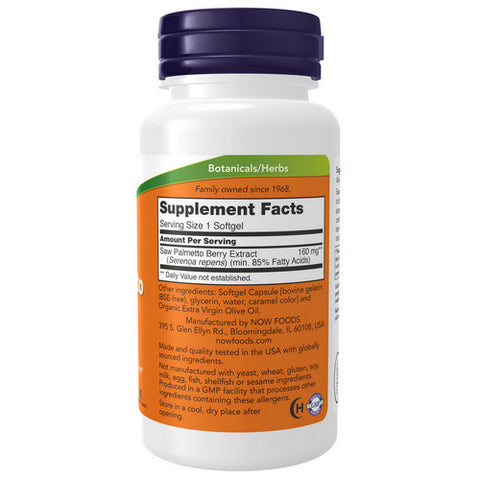 Now Foods, Saw Palmetto, 160 mg, 120 Softgels