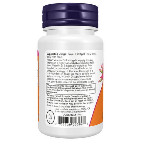 Now Foods, Vitamin D-3, 400 IU, 180 Softgels