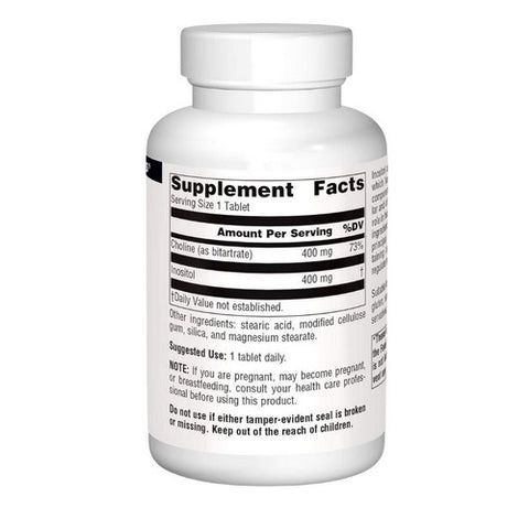 Source Naturals, Inositol And Choline, 800 Mg, 100 Tabs