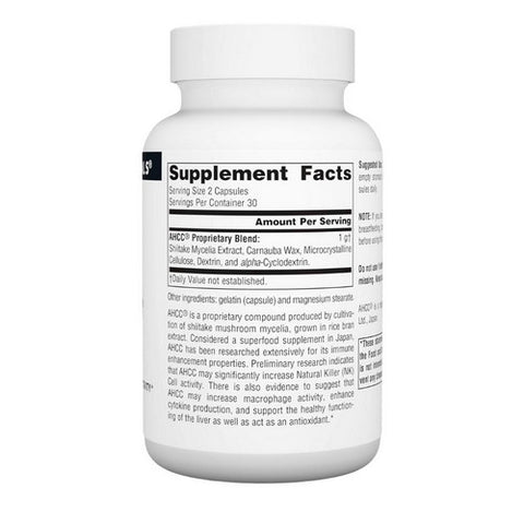 Source Naturals, AHCC with BioPerine, 500 mg, W/o Bioperine 60 Caps