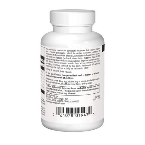 Source Naturals, Pancreatin 8x Capsules, 50 Caps