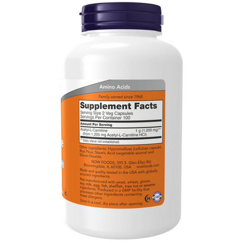 Now Foods, Acetyl-L Carnitine, 500 mg, 200 Caps