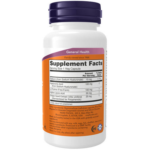 Now Foods, Hyaluronic Acid, 100 mg, 60 Vcaps