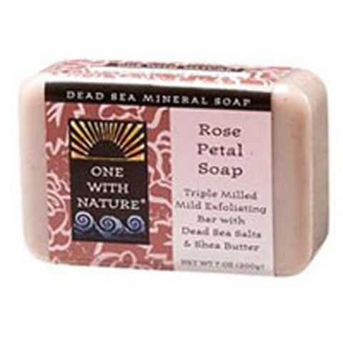 One with Nature, Dead Sea Mineral Bar Soap Rose Petal, 7 Oz