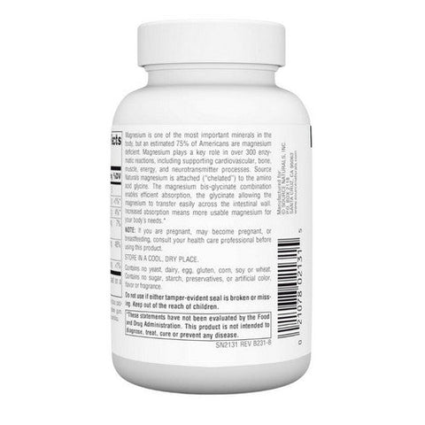 Source Naturals, Magnesium Bis-Glycinate, 60 tabs Source Naturals