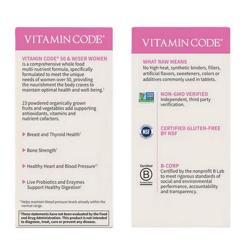 Garden of Life, Vitamin Code, 50 & Wiser Women's Formula 120 Caps