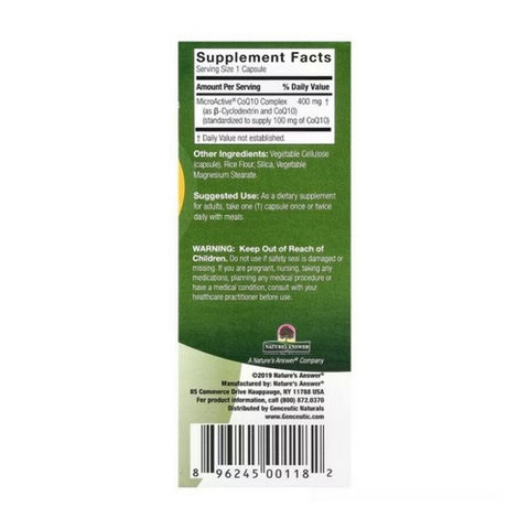Genceutic Naturals, 24Hr. Microactive COQ10, 100 Mg, 60 Veg Caps