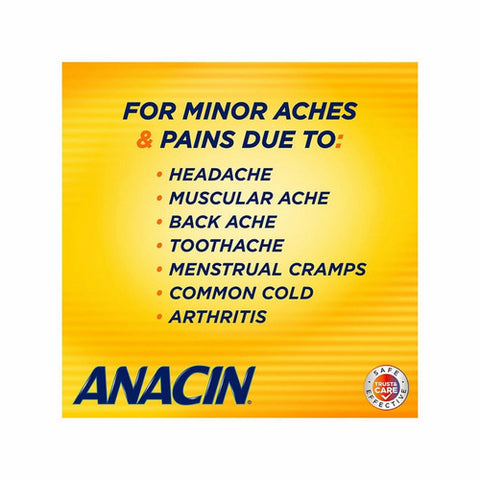 Anacin, Pain Relief Aspirin Tablets, 100 tabs