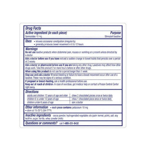 Ex-Lax, Sennosides Chocolated Stimulant Laxative Pieces Regular Strength, 15 Mg, 24 Count Ex-Lax