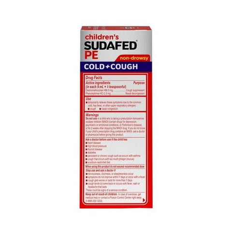 Sudafed Pe, Children'S Cold + Cough Liquid Grape Flavor, 4 Oz