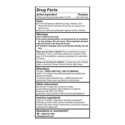 Refresh, Plus Lubricant Eye Drops Single-Use Containers, 50 Vials